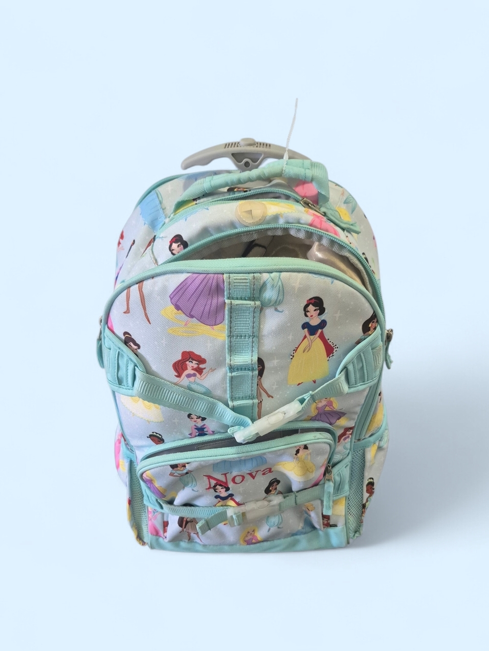 Disney Princess Rolling Backpack Travel Bag Wheels Carry-On Teal “Nova”